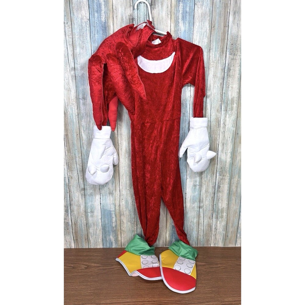 Sonic The Hedgehog Knuckles Deluxe Child Costume Size M Suit Hat Gloves